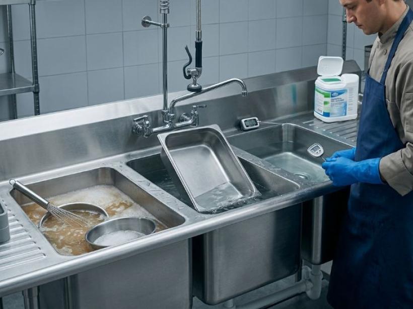 Three-Compartment Sinks: A Health Code Essential for Commercial Kitchens photo